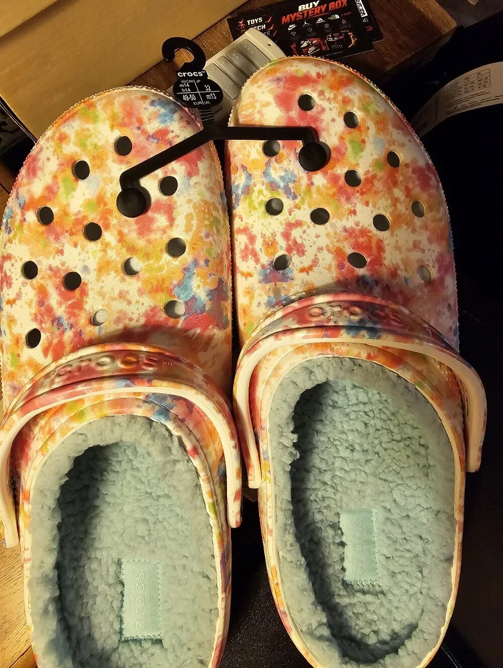 Crocs Unisex-Adult Classic Tie Dye Drag Soft Lined Clogs Sz 14   New